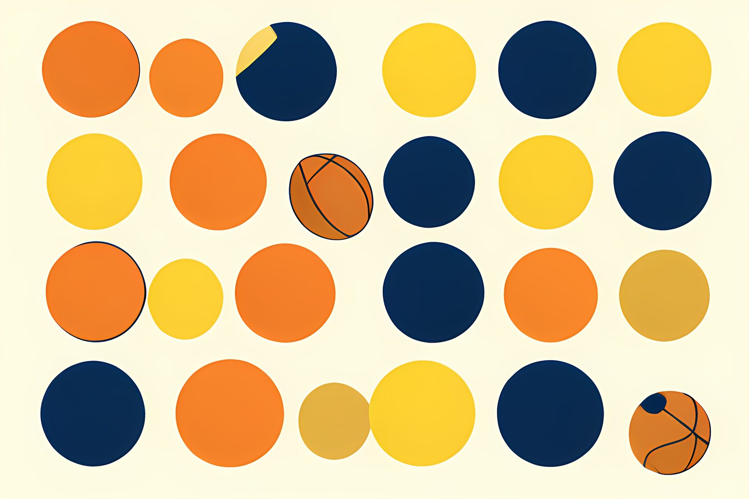 A repeating pattern of blank round football markers arranged around a plain ball on a warm cream background.