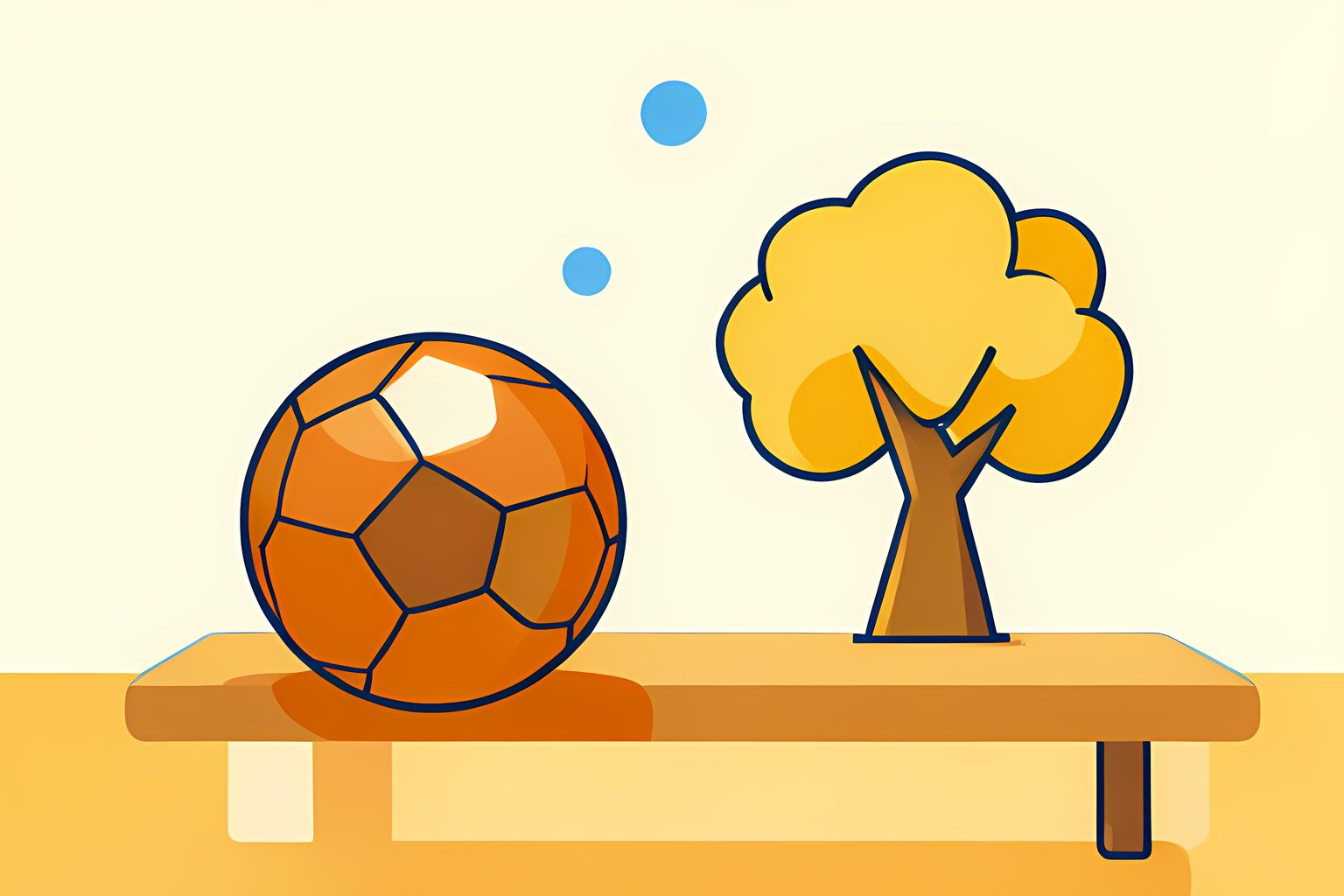 A stylized tournament bracket diagram with clean geometric lines and warm golden nodes resting beside a resting leather soccer ball.