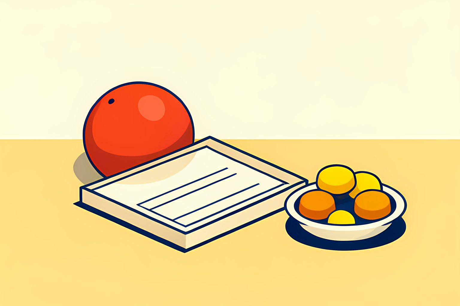 A cricket scorebook with loose colored counters flowing into an extras tray beside an unmarked red ball