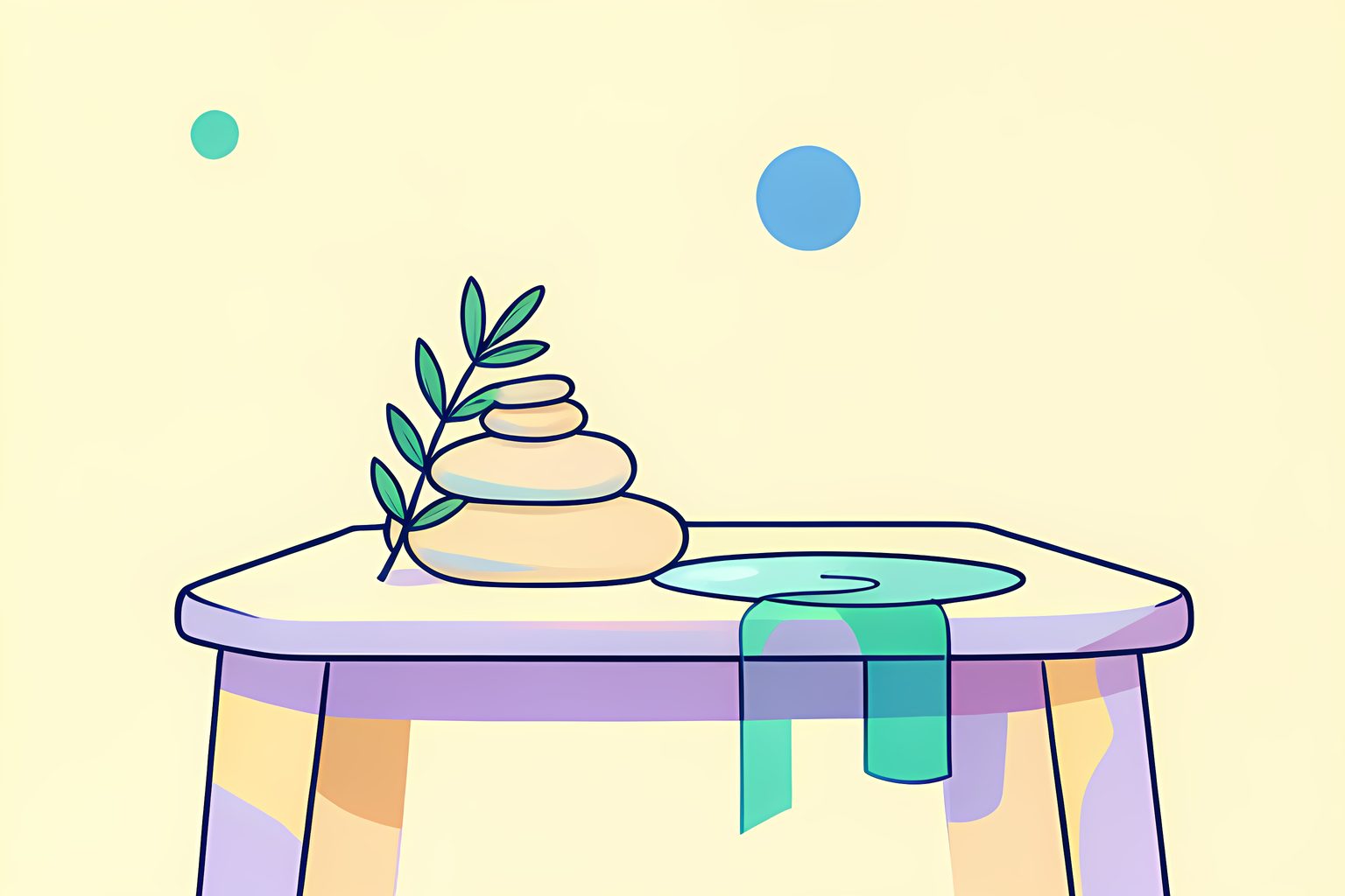 A small stack of pale field stones forms a miniature terrace beside an olive sprig and a clear ribbon of water on a sunny cream low table, with no people, lettering or logos.