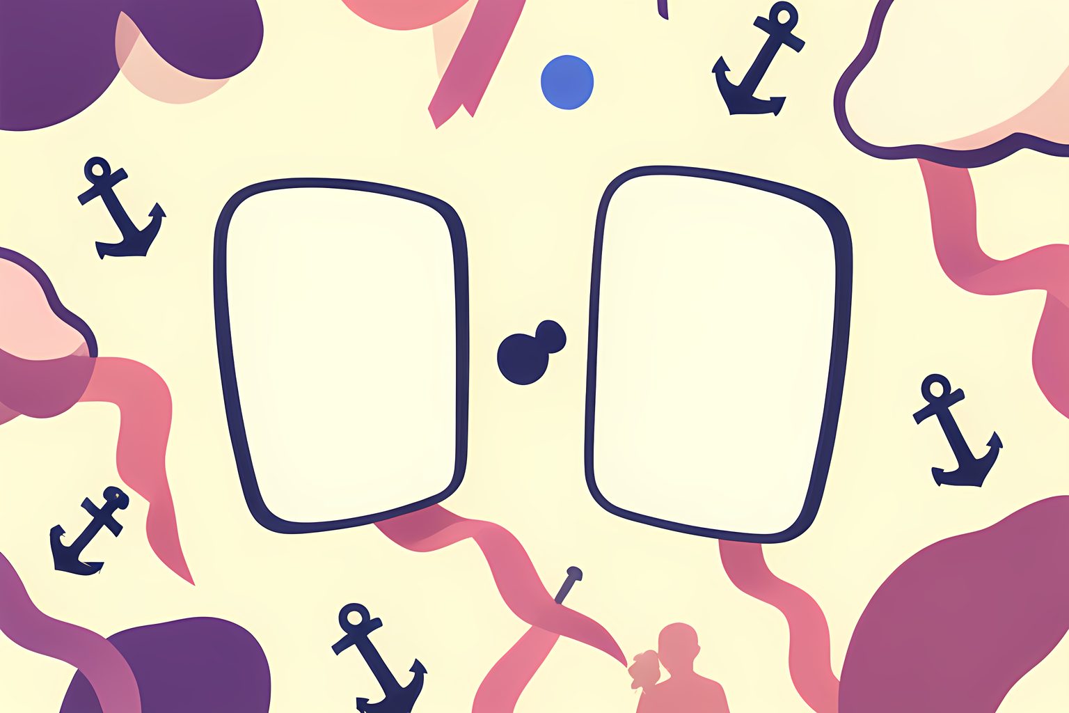 A bright text-free pattern of four small blank television windows, with one plum game piece gently shifting between them on a warm cream field.