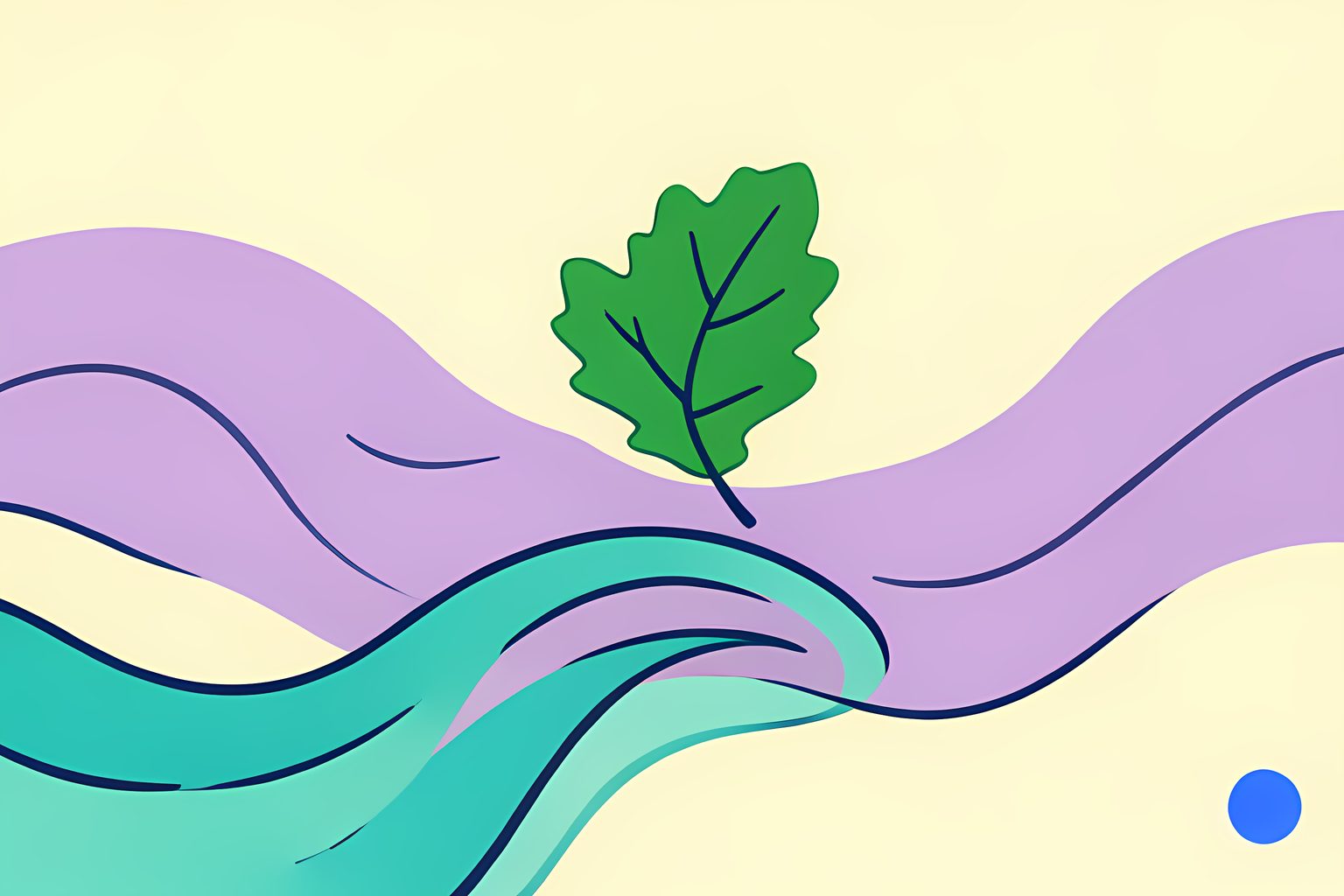 A single green oak leaf caught mid-air on a sweeping crest of wind just ahead of distant storm clouds.